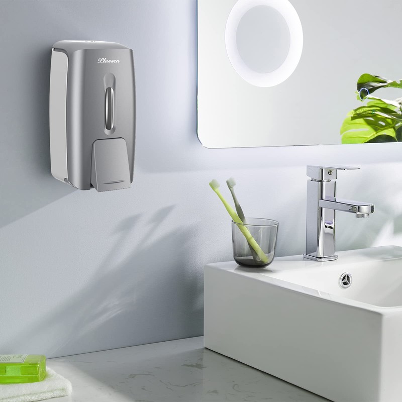 PLUSSEN Soap Dispenser Wall Mount Adhesive Commercial Soap Dispenser 800ml