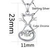 Jiamiaoi Women's Cat Necklace, Sterling Silver Cat Pendant, Jewellery, Silver