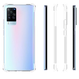 USTIYA Case for Vivo X60 Pro Clear TPU Four Corners Protective Cover Transparent Soft