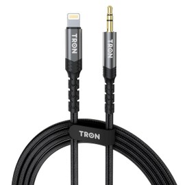 TRON Aux to Lightning Cable, 5 Feet, Braided, Black, TR65