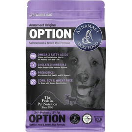 Annamaet Original Option Formula Dry Dog Food, 24% Protein (Salmon & Brown Rice), 12-lb Bag