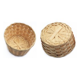 Vastsea Set of 4 Round Easter Egg Baskets, Braided Easter Baskets, Basket Set, Oval Bamboo Baskets, Empty Decorative Filling Baskets for Gifting (Yellow Brown)