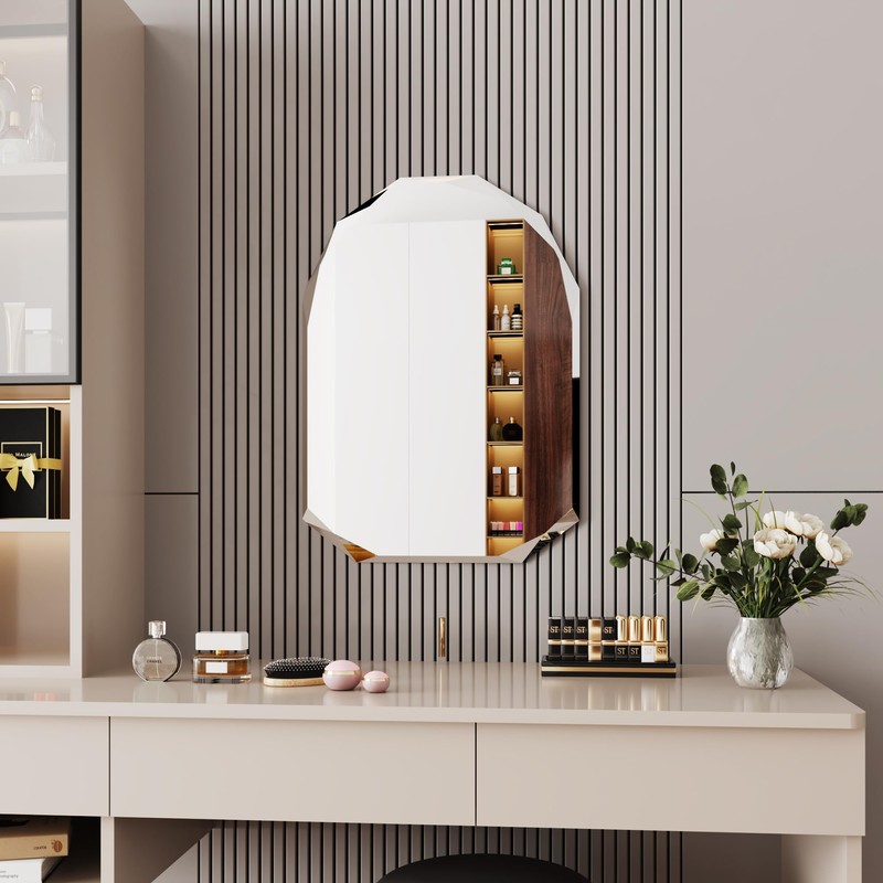 AUYHM Arch Mirror 20x28,Bathroom Vanity Mirror Bevelled,Frameless Bathroom Mirrors,Entryway Mirrors