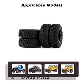 FEDCO FCX24 Wheels and Tires 1.0 Beadlock Wheels 50MM Soft Sticky Tires with Brass Counterweight Ring for FMS FCX24M FCX24 Upgrades 1/24 RC Crawler