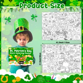 Rossorha 2Pack St. Patrick's Day Giant Coloring Poster, Large Coloring Tablecloth, Big Jumbo Coloring Banner St. Patrick's Day Craft Activity for Kids Classroom Home Game Party Favors Decorations