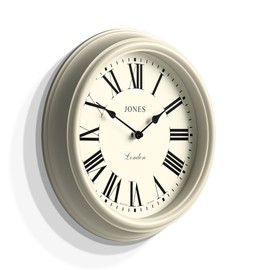 Jones Clocks® Venetian Wall Clock - Round Wall Clock - Classic Traditional Design - Designer Wall Clock - Kitchen Clock - Living Room and Office Clock - Decorative Case (White/Roman Numerals)