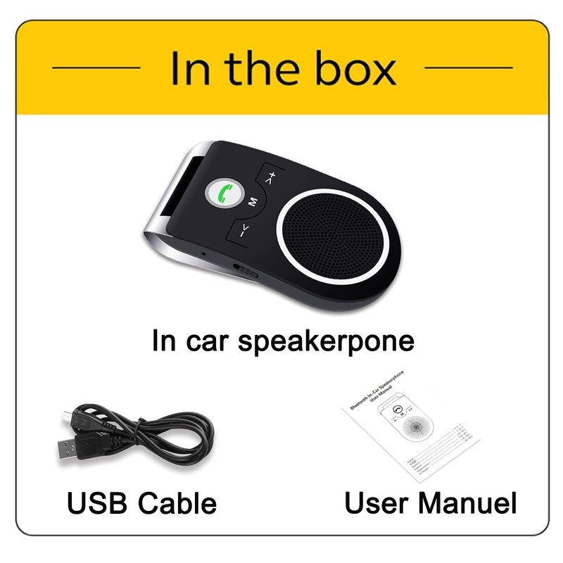 Handsfree Bluetooth for Cell Phone, Bluetooth 5.0 Car Speakerphone, Wireless