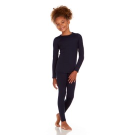 Thermajane Thermal Underwear for Kids Long Johns, Girls Thermal Underwear Set, Base Layer Kids Long Underwear (Navy, Medium)