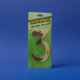 HY-KO PRODUCTS #3 SOLID BRASS NUMBER. HOUSE, MAILBOX, SCHOOL, PROJECTS, WEDDINGS. 4”HY-KO BR-90