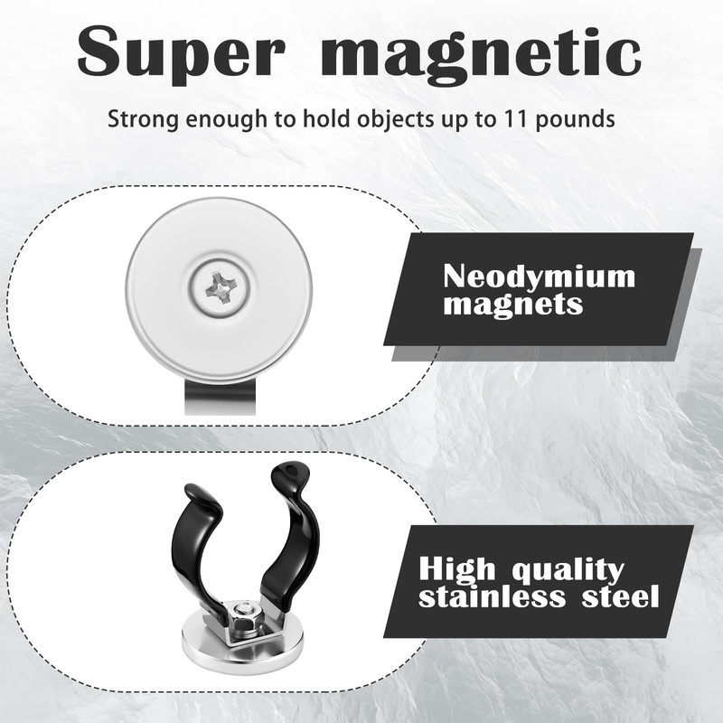 Magnetic Hook Round Base Magnet Fastener with Steel Clip Chrome