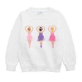 Mud Pie Girls Kids Ballerina Sweater White