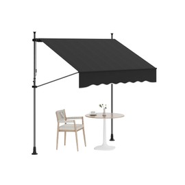 GarveeLife Manual Retractable Awning, 118''x118'' Patio Awning Outdoor Sunshade Shelter, Angle & Height Adjustable Sunsetter Retractable Awning UV Protection for Any Window or Door, Black
