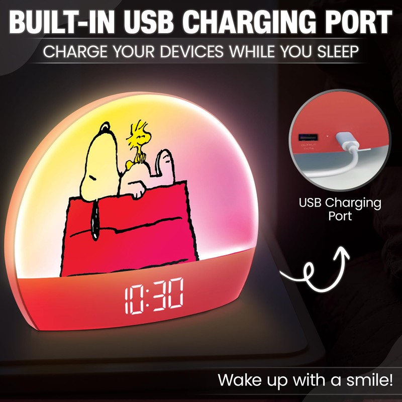 Peanuts Snoopy Sunrise Alarm Clock – Vibrant Snoopy Edition with