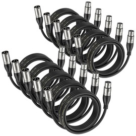 EBXYA XLR Cable 2ft 10 Packs - Premium Balanced Microphone Cable with 3-Pin XLR Male to Female Mic Speaker Cable, Black
