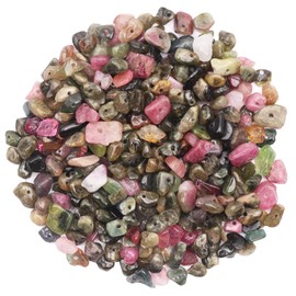500 pcs Natural Chip Stone Beads, Tourmaline 5-8 mm Irregular Gemstones Healing Crystal Loose Rocks Bead Hole Drilled for Jewelry Making Bracelet