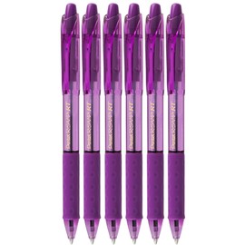 Advantage Gifts R.S.V.P. RT Colors New Retractable Ballpoint Pen, 1.0 mm Medium Tip, Purple Ink, 6-pk; Bundle with Plastic Reusable Pouch
