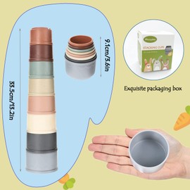 Mooydee 8 Pcs Stacking Cups for Rabbits Guinea Pig Reusable Multi-Colored Bunny Toys Rabbit Toys of Different Sizes, Safe Plastic Nesting Toys for Bunny Small Animals Hiding Food and Playing