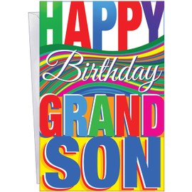 Chuck's Card-O-Rama - NEW - Birthday Card For Grandson - Made in USA - Excellent Card Stock, Envelope Included - 5" x 7.75" - Packaged in Extra Sturdy Mailer - 95784