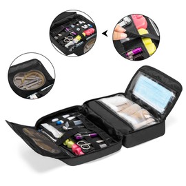 Trunab Portable First Aid Bag Empty, Medical Supplies Bag with 2 Inner Flap, Emergency Trauma Bag for Accessories, Black