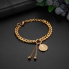 Flongo Women's Bracelet Curb Chain Stainless Steel Bangle Chain Gold