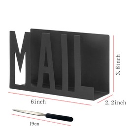 Hoshisea Letter Tray, Black Metal Letter Sorter, Black Letter Stand, Metal Letter Tray, with Letter Opener, Filing Rack Suitable for Home, Office, School