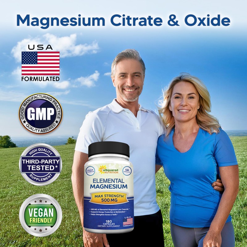 aSquared Nutrition Proprietary Magnesium 500mg – High Absorption Magnesium Citrate