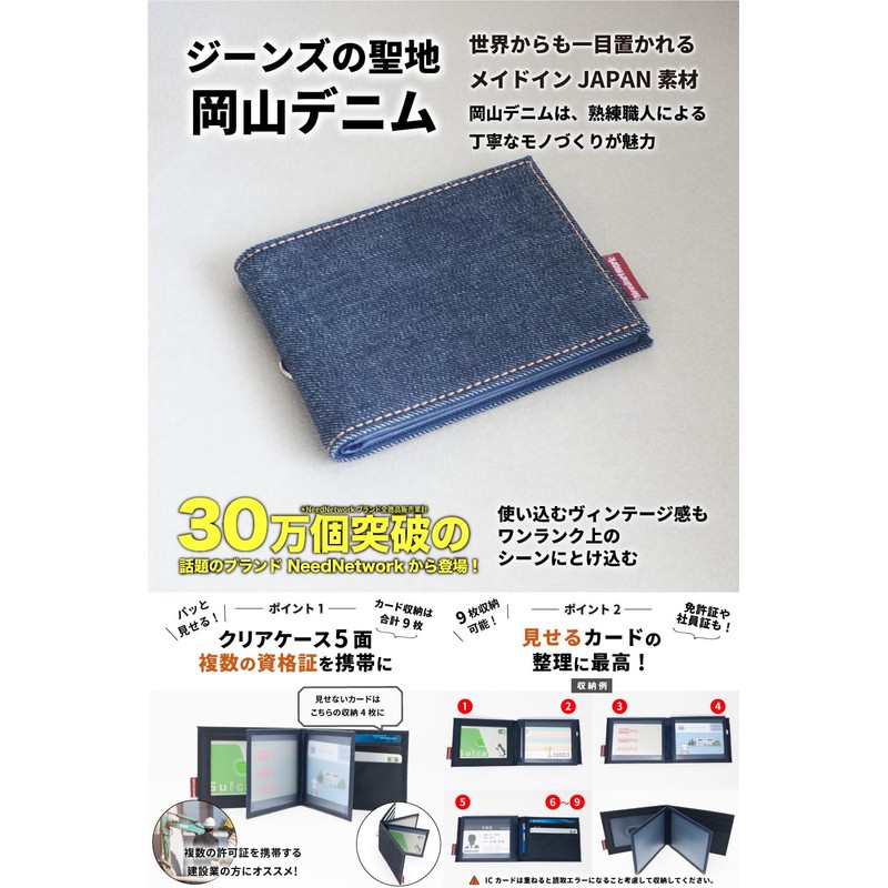 Need Network Card Case, Commuter Holder, Okayama Denim, License Case,