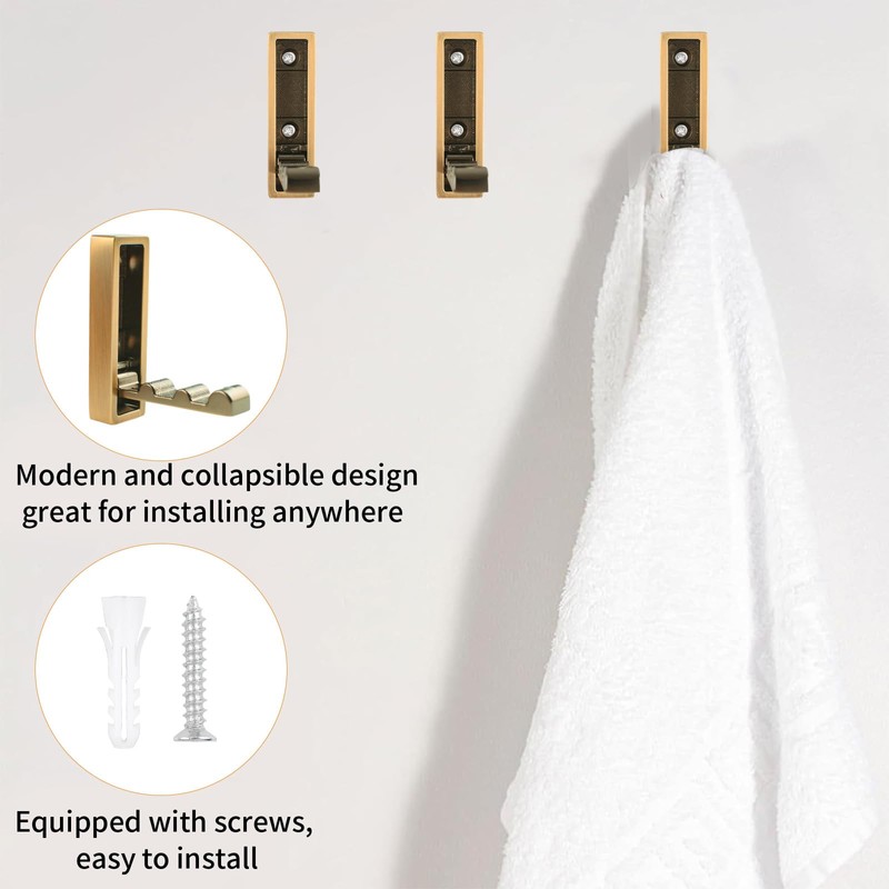 MOROBOR 2pcs Square Folding Wall Hook Non-Slip Heavy Duty Foldable