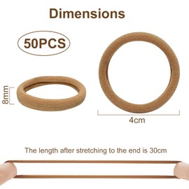 Pack of 50 Women's Hair Bands, Premium Rubber Bands, Hair Bands, Without Metal, Soft Elastic Hair Bobbles for Men, Women, Girls, Seamless Hair Bands, Ponytail for Thick Hair (Brown)