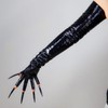 DooWay Black Fingerless Long Gloves Women Shiny Wet Look Opera