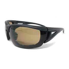 The Chopper Safety Bifocal Sunglasses Reading Glasses, Foam Padded ANSI Z87 Tinted Sun Reader for Men and Women + 2.00 Black with Amber