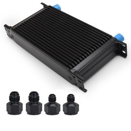 HTRACING 19 Row AN10 10AN Transmission Oil Cooler Kit Stacked Plate With 6AN 8AN Adapter Universal Engine Transmission British Radiator Oil Cooler Condenser Aluminium Alloy Black