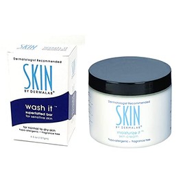 YBW Dermalab Moisturize It Skin Cream 4oz & Wash It Superfatted Hypoallergenic Fragrance Free Cleansing Bar | Moisturizing Lotion Hydrates Skin | Softens Skin with Collagen | Safe for Kids & Adults