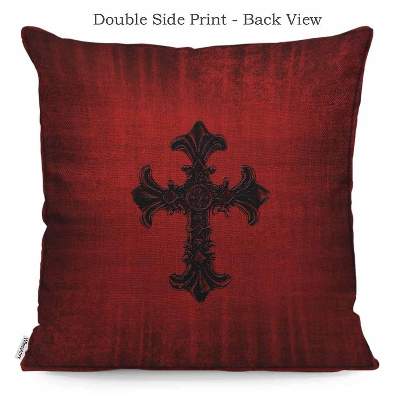 WONDERTIFY Cross Black Cushion Cover Medieval Gothic Decorative Throw Pillow