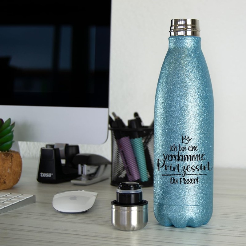 Stainless Steel Glitter Drinking Bottle | I'm a Damn Princess