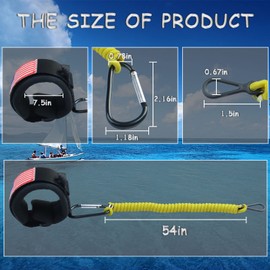 8M0092850 Boat Kill Switch Lanyard, Wrist Strap for Boat Mercruiser Outboard Marine Replace 15920T54 15920A54, 54 Inch/137CM Long Boat Engine Emergency Stop Switch Safety Lanyard Cord - Yellow
