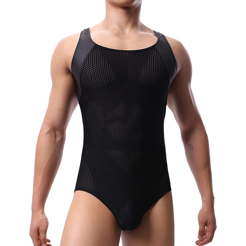 WMIERFI Men's Breathable Mesh Tank Top One Piece Wrestling Singlet