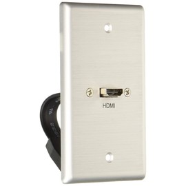 Legrand - C2G Single Gang Wall Plate, HDMI Wallplate with Pass Through to Use as Video Wall Plate, 6.258 x 3 x 2.25 Inches, Brushed Aluminum, 1 Count, C2G 39870