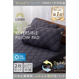 GOKUMIN 2-Piece Pillow Pad, All Season Reversible Q-Max 0.35, Washable, Quick Dry Fabric, 3 Layers, Black, 16.9 x 24.8 inches (43 x 63 cm)