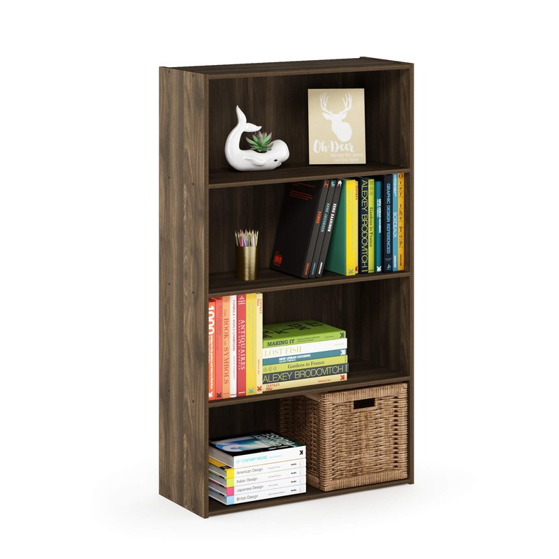 Furinno PASIR Book Shelf, 4-Tier Bookshelf, Bookcase with Open Shelf,