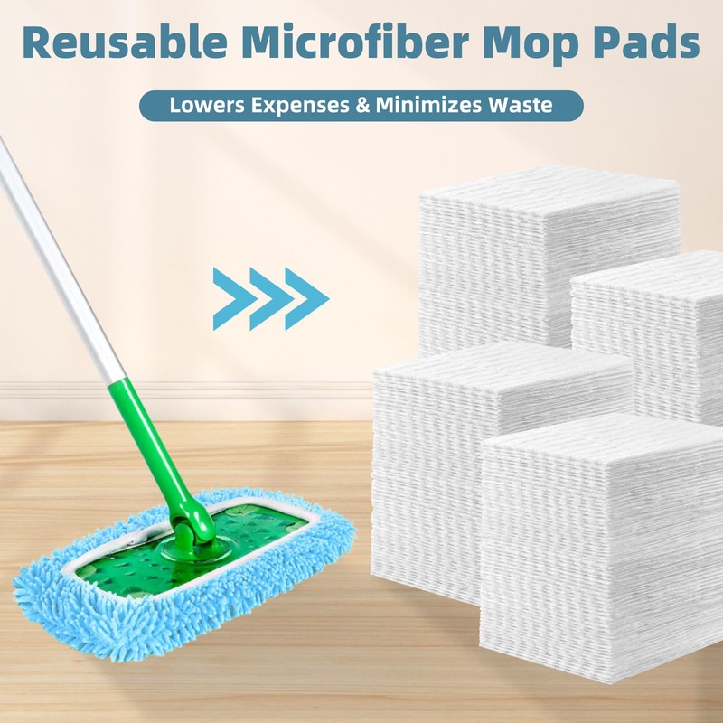 Reusable Mop Pads Compatible with Swiffer Sweeper Mop, Washable Wet
