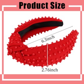 Ondder Red Hairband Top Knot Headband for Women, Cloth Head Bands for Women's Hair, Wide Knotted Headbands for Women Girls, Non Slip Fashion Headbands, One Size Fits All for Her