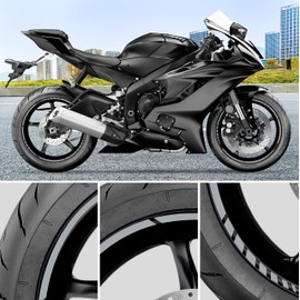 Autodomy Pack 6 Units Wheel Rim Stickers Desing Sport | Complete set for 2 Motorcycle Wheel Stripes 15" to 19" Resistant Rain and UV | Motorbike Stickers Silver