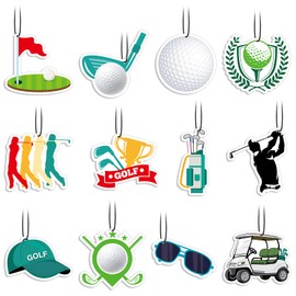 Loopeer 12 Pcs Golf Air Fresheners for Car Funny Hanging Slice Perfume Air Freshener Golf Themed Scented Gifts Interior Room Decor for Men Woman Father