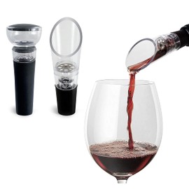 TenTen Labs Wine Aerator Pourer and Wine Pump Modern (2-pack) - Wine Stopper and Wine Saver - Modern Aerating Spout and Vacuum Stopper - Gift Box Included