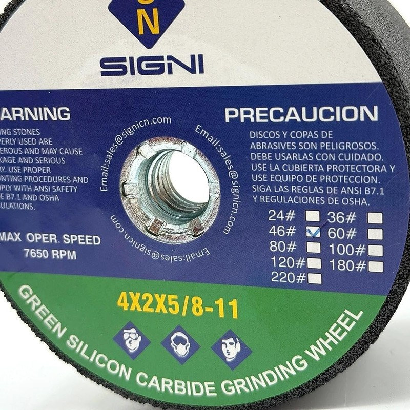 SIGNI 4 Inch Green Grinding Stone with 5/8-11 Thread for