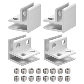 QUARKZMAN 90 Degree Glass Clamp, Pack of 4 for 4-8 mm Aluminium Alloy Glass Shelf Support Double Sided Glass Holder for Cabinet