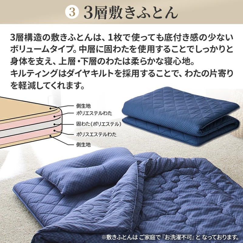 Showa Nishikawa Futon Set, Medium-weight Comforter, Light Comforter, Futon Mattress,