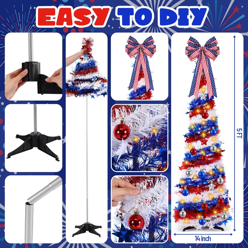 Vicenpal 16 Pcs Summer Christmas Tree Decorations 5ft Pop up