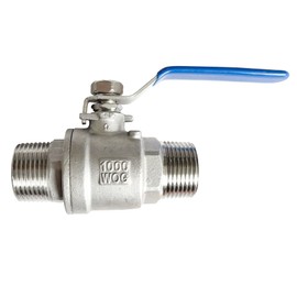 LOZOME 3/8 inch Male to Male Thread Ball Valve 304 Stainless Steel Full Port NPT Thread Ball Valves WOG1000